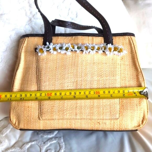 Cole Haan Spring 🌼Daisy Straw/Leather Mini Tote Bag - Picture 16 of 17